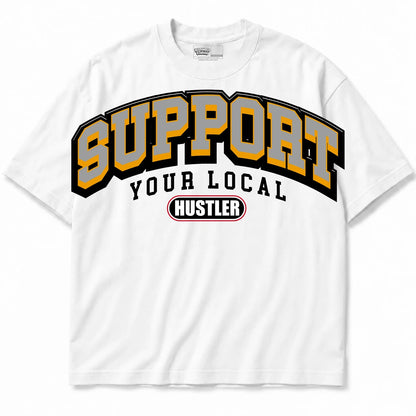 Rebranded Studios Support Your Local Hustler Air Jordan 12 Taxi Collection White shirt — front