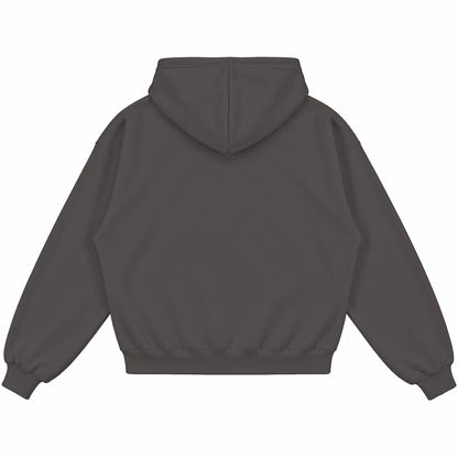 Rebranded Studios hoodie — back view without sneakers
