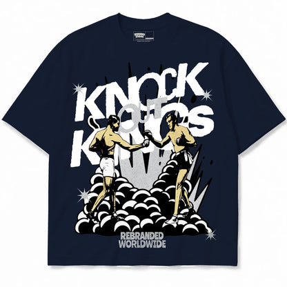 Rebranded Studios Knock Out Kings Air Jordan 3 White Navy Collection dark navy blue shirt — front