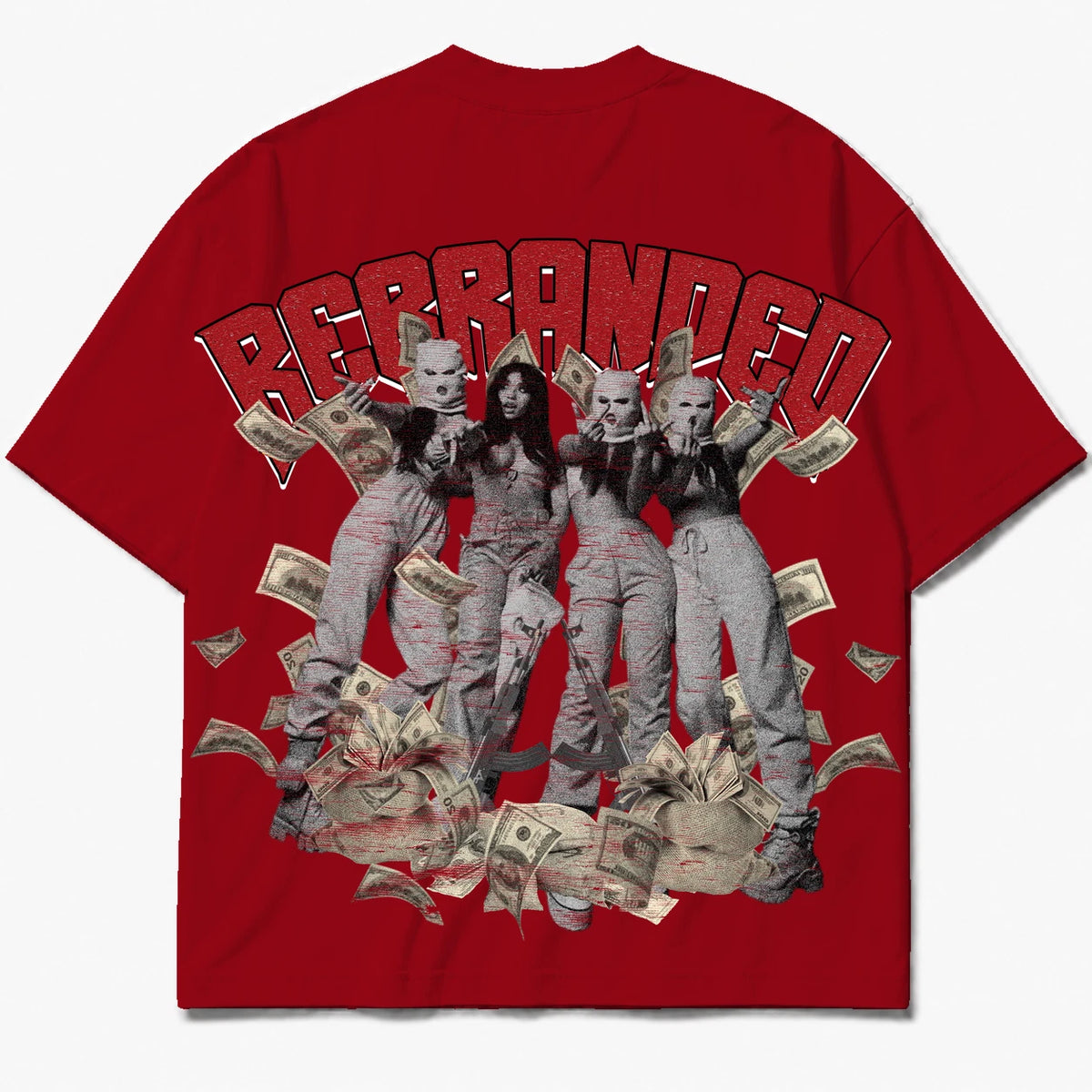 Rebranded Studios Girls 2.0 Air Jordan 4 Brick By Brick red shirt — back