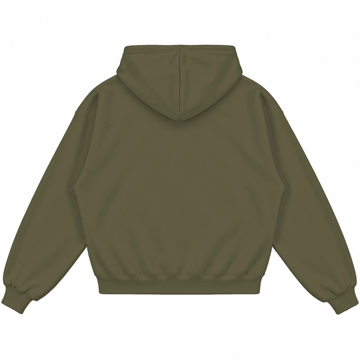 Rebranded Studios hoodie — back view without sneakers