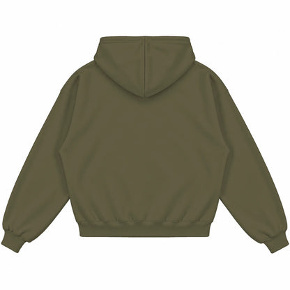 Rebranded Studios hoodie — back view without sneakers
