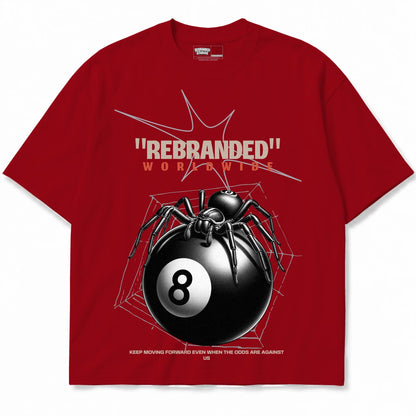 Rebranded Studios Spider Air Jordan 4 Brick By Brick red shirt — front
