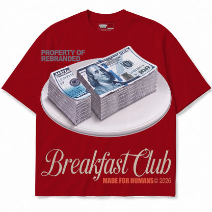Rebranded Studios Breakfast Club Air Jordan 4 Brick By Brick red shirt — front