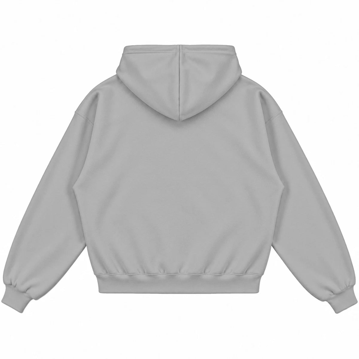 Rebranded Studios hoodie — back view without sneakers