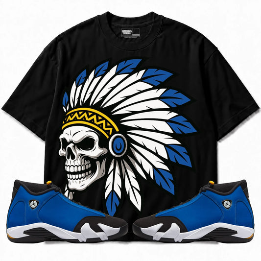 Rebranded Studios Chief 2.0 Air Jordan 14 Laney Black shirt — front with sneakers