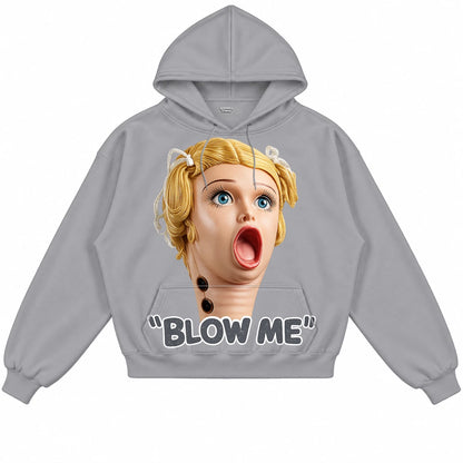 Rebranded Studios Blow Me Air Jordan 9 Cool Grey light gray hoodie — front