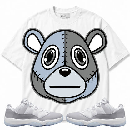 Rebranded Studios Rebranded Bear Air Jordan 11 Cement Grey Collection white shirt — front with sneakers