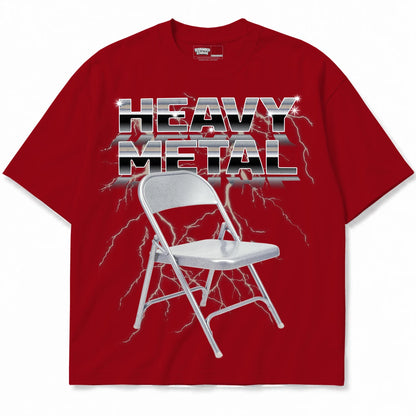 Rebranded Studios Heavy Metal Air Jordan 4 Brick By Brick red shirt — front