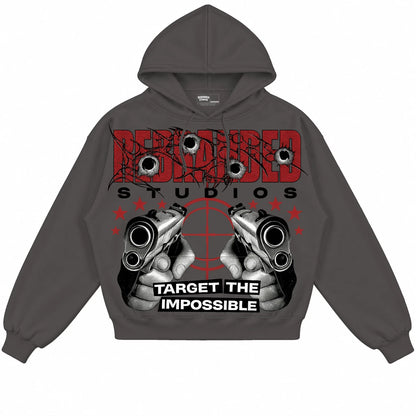 Rebranded Studios Target The Impossible Air Jordan 10 Shadow Collection dark charcoal gray hoodie — front