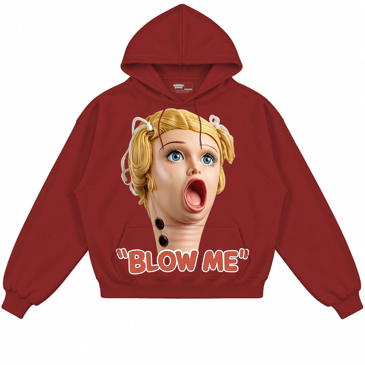 Rebranded Studios Blow Me Air Jordan 4 Brick By Brick Brick Red hoodie — front
