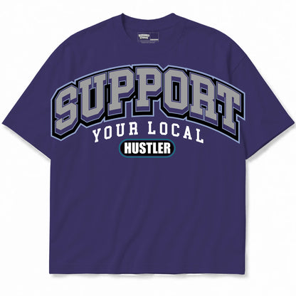 Rebranded Studios Support Your Local Hustler Air Jordan 5 Grape purple shirt — front