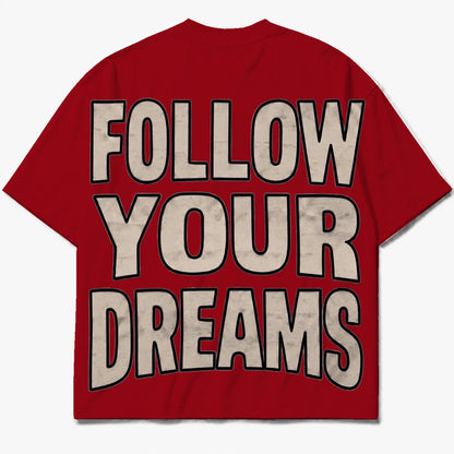 Rebranded Studios Follow Your Dreams 2.0 Air Jordan 4 Brick By Brick red shirt — back