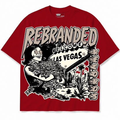 Rebranded Studios Records Air Jordan 4 Brick By Brick red shirt — front
