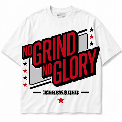 Rebranded Studios No Grind No Glory Air Jordan 9 OG Space Jam Collection white shirt — front