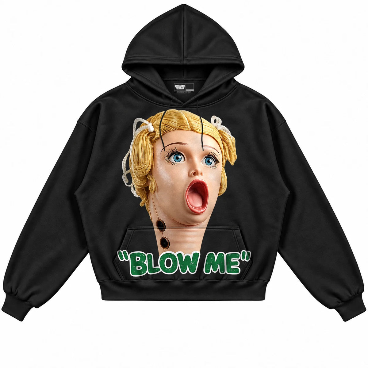 Rebranded Studios Blow Me Air Jordan 1 Lucky Green Black hoodie — front