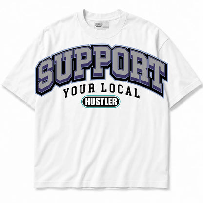 Rebranded Studios Support Your Local Hustler Air Jordan 5 Grape White shirt — front
