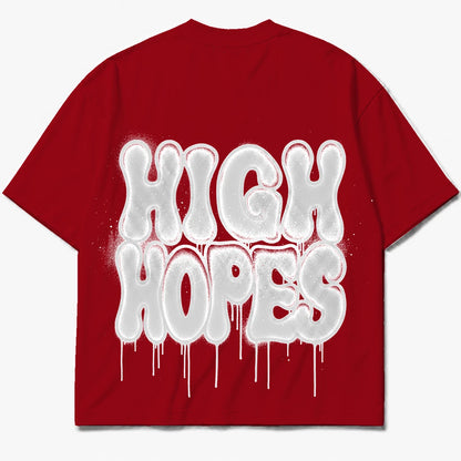 Rebranded Studios High Hopes Air Jordan 4 Brick By Brick red shirt — back