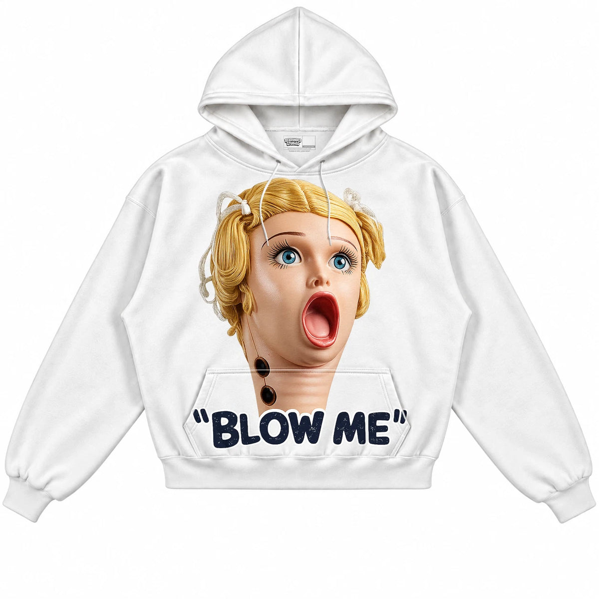 Rebranded Studios Blow Me Air Jordan 3 White Navy White hoodie — front