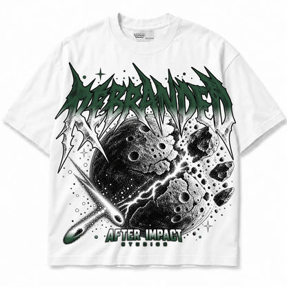Rebranded Studios After Impact Air Jordan 14 Forest Green Collection white shirt — front