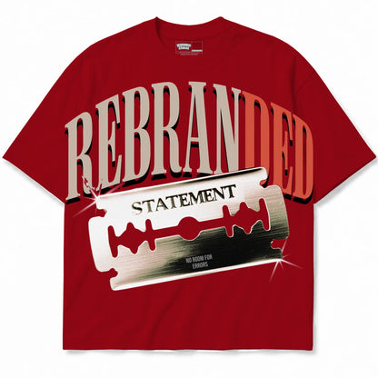 Rebranded Studios Statement Air Jordan 4 Brick By Brick red shirt — front