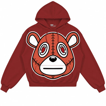 Rebranded Studios Rebranded Bear Air Jordan 4 Brick By Brick Collection brick red hoodie — front