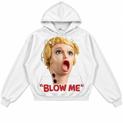 Rebranded Studios Blow Me Air Jordan Retro 3 Fire Red White hoodie — front