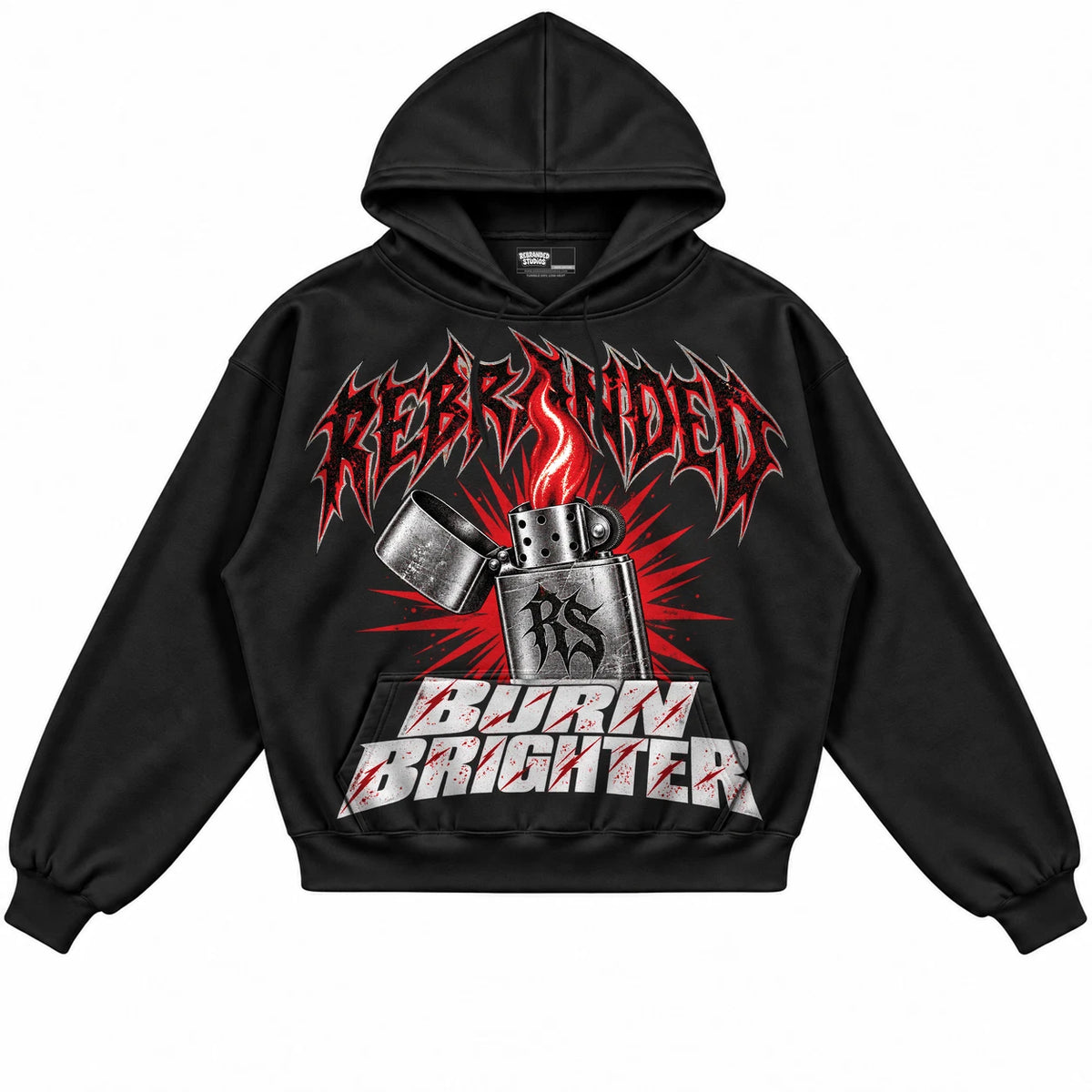 Rebranded Studios Burn Brighter Air Jordan 9 OG Space Jam Collection black hoodie — front