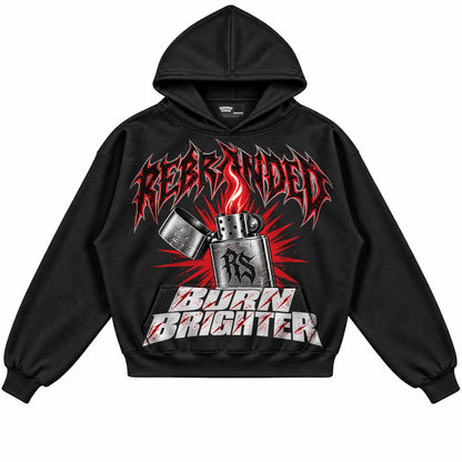 Rebranded Studios Burn Brighter Air Jordan 9 OG Space Jam Collection black hoodie — front