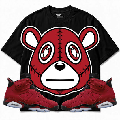 Rebranded Studios Rebranded Bear Air Jordan 6 Toro Bravo Collection black shirt — front with sneakers