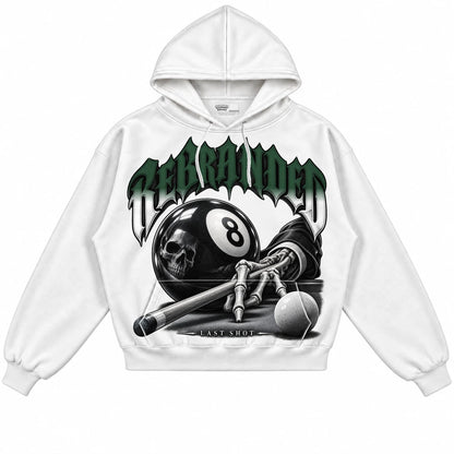 Rebranded Studios Last Shot Air Jordan 14 Forest Green Collection white hoodie — front
