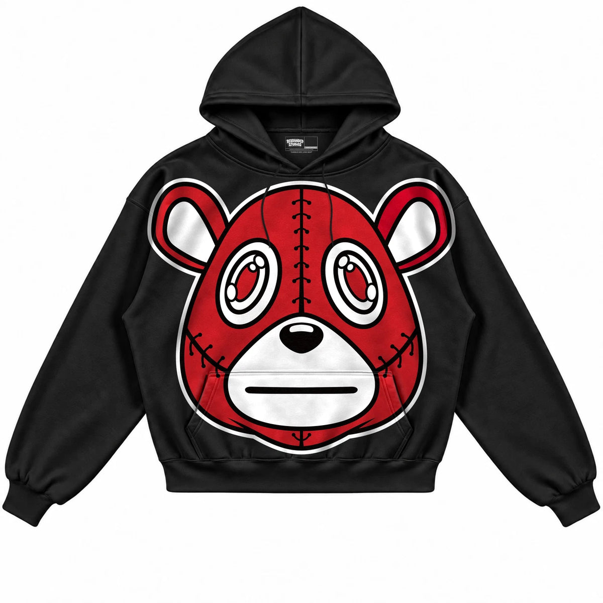Rebranded Studios Rebranded Bear Air Jordan 12 Flu Game Collection Black hoodie — front