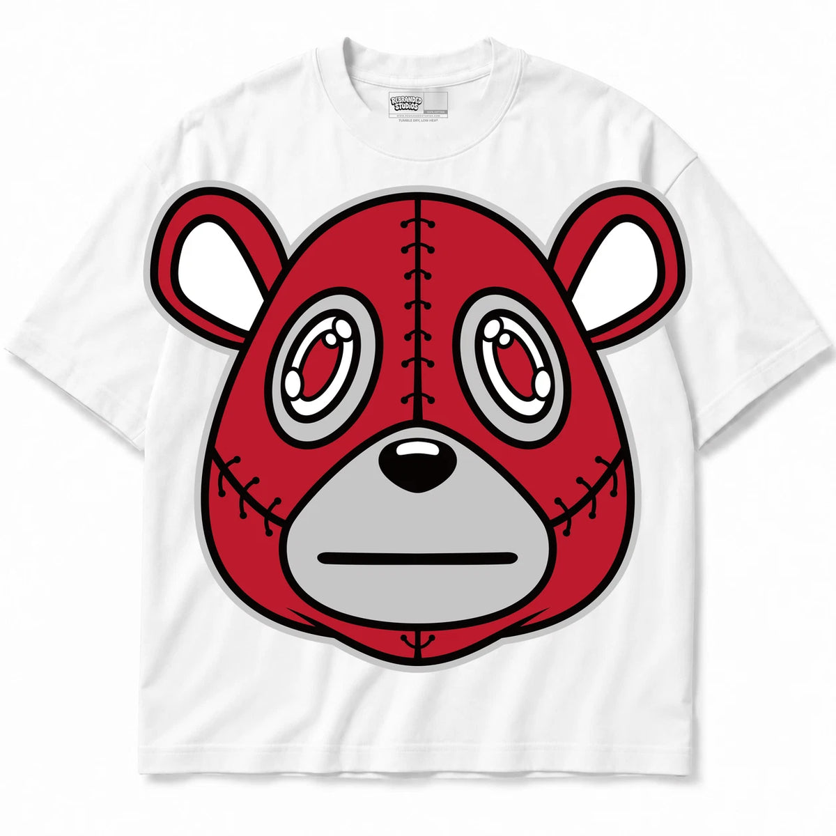 Rebranded Studios Rebranded Bear Air Jordan 4 Red Cement White shirt — front