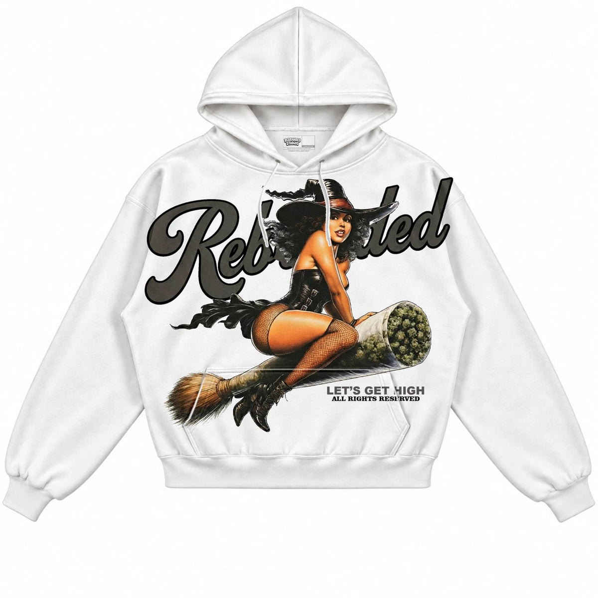Rebranded Studios Let's Get High Air Jordan 10 Shadow Collection white hoodie — front