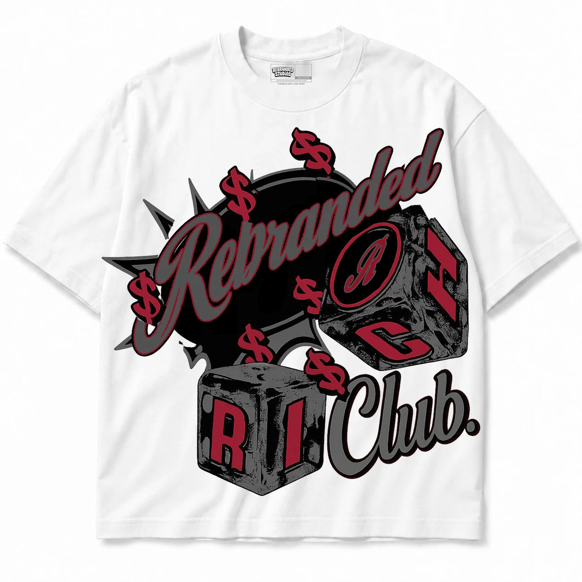 Rebranded Studios Rich Club Air Jordan 10 Shadow Collection white shirt — front