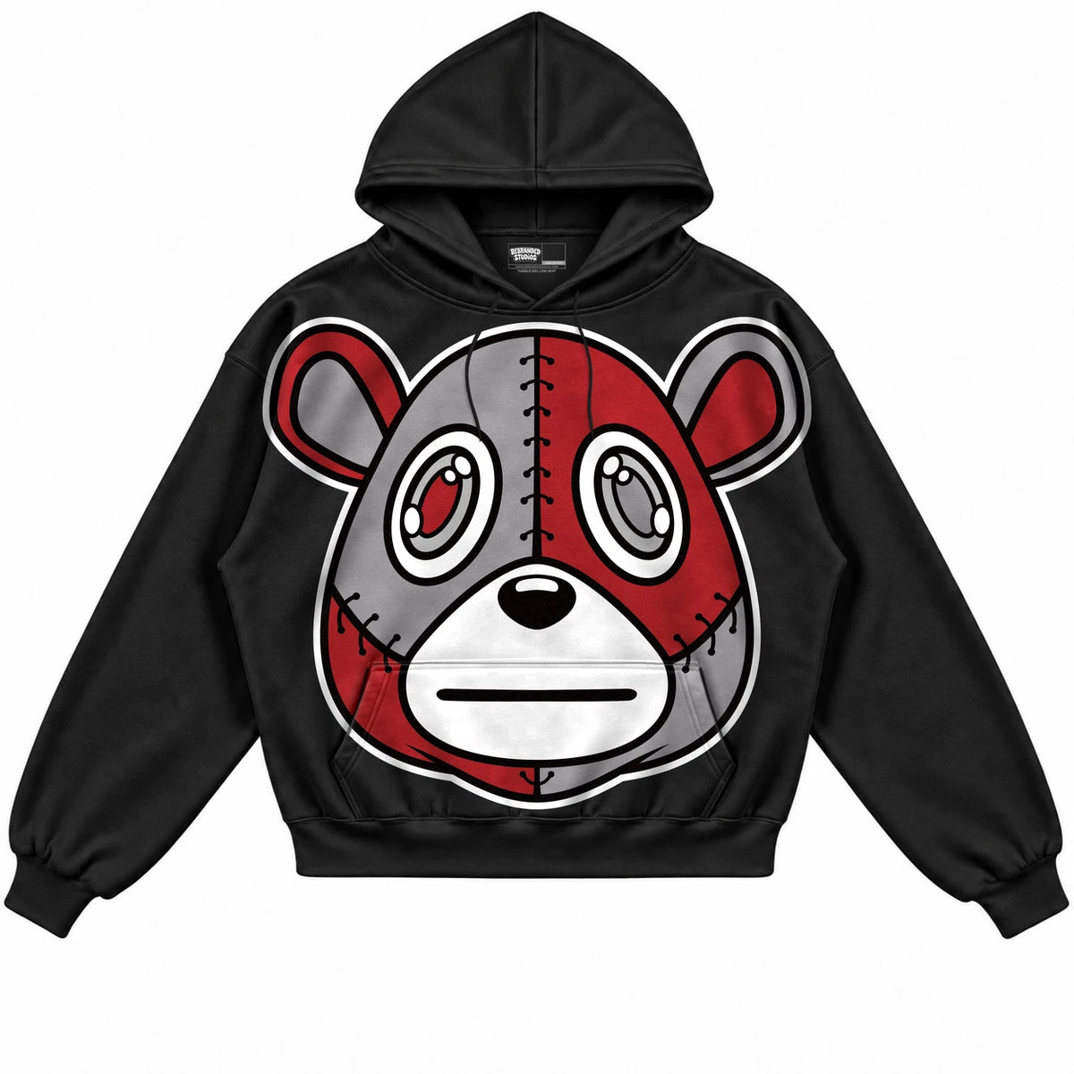 Rebranded Studios Rebranded Bear Air Jordan 3 Black Cement Collection Black hoodie — front