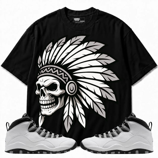 Rebranded Studios Chief 2.0 Air Jordan 10 Steel Black shirt — front with sneakers
