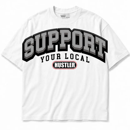 Rebranded Studios Support Your Local Hustler Air Jordan 10 Shadow Collection White shirt — front
