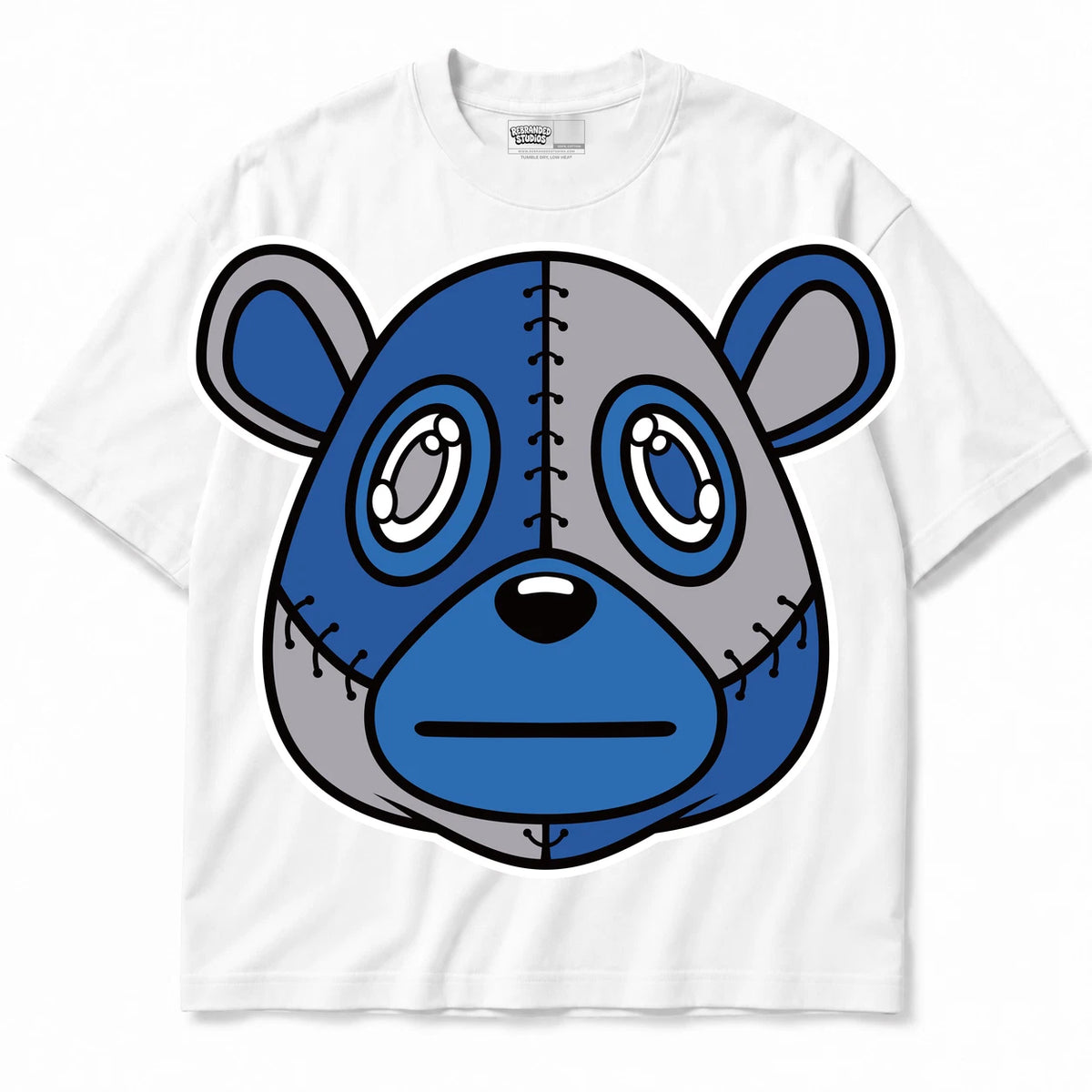 Rebranded Studios Rebranded Bear Air Jordan Retro 1 True Blue White shirt — front