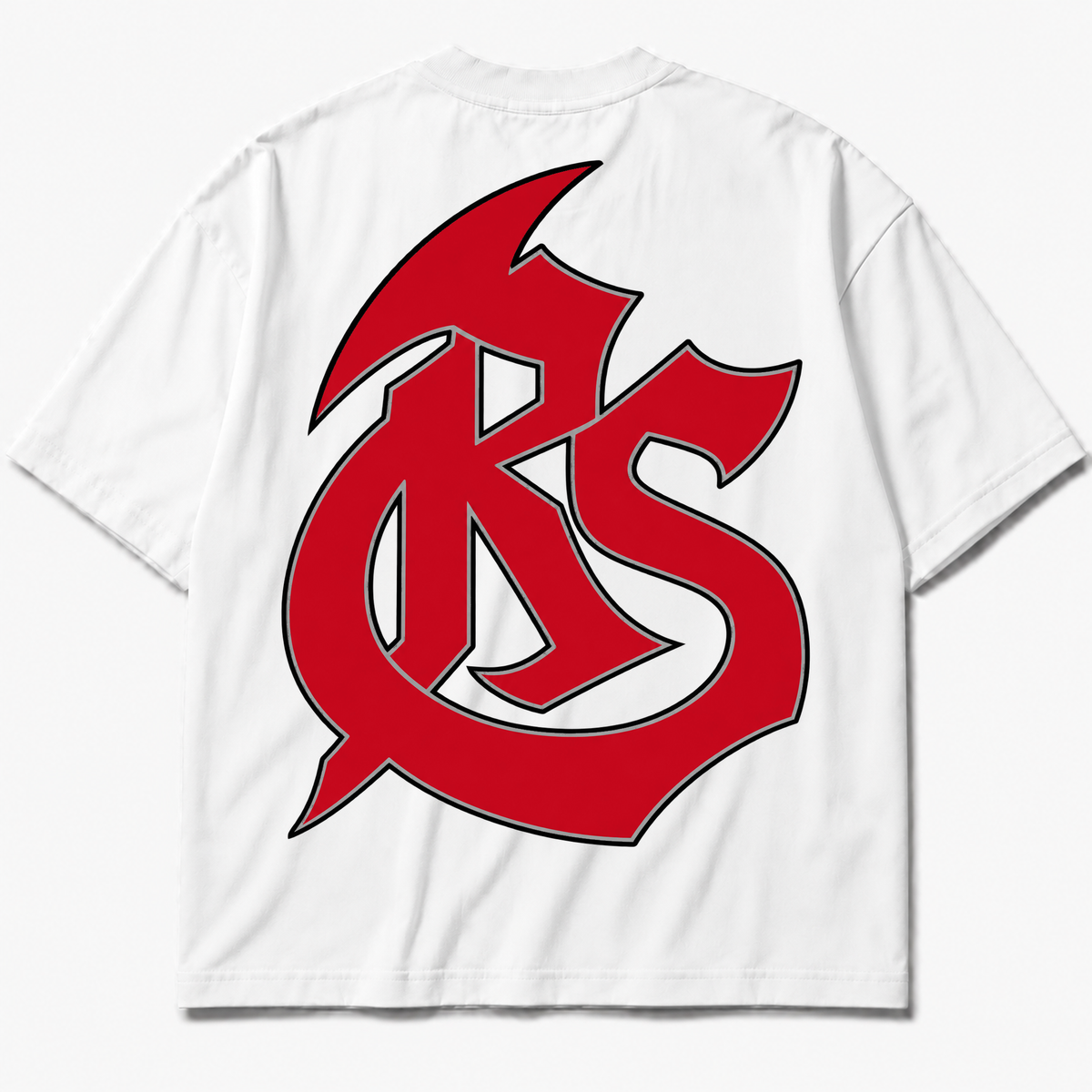Rebranded Studios RS Logo Air Jordan 9 OG Space Jam Collection T-shirt — back without sneakers