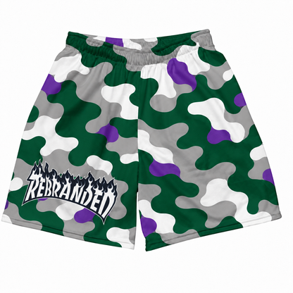 Rebranded Studios Contour Camo Air Jordan 12 Bucks Mesh Shorts - front