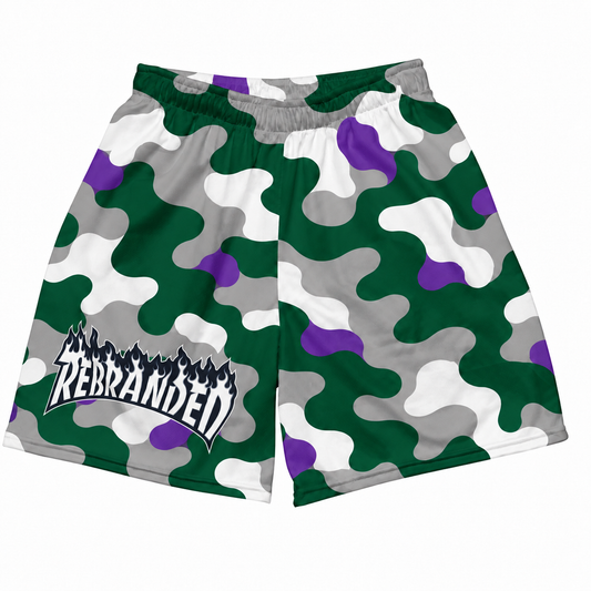 Rebranded Studios Contour Camo Air Jordan 12 Bucks Mesh Shorts - front
