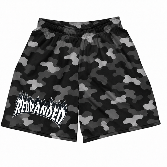Rebranded Studios Contour Camo Air Jordan 8 Chrome Mesh Shorts - front