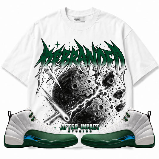 Rebranded Studios After Impact Air Jordan 12 Bucks Graphic T-Shirt — front with sneakers
