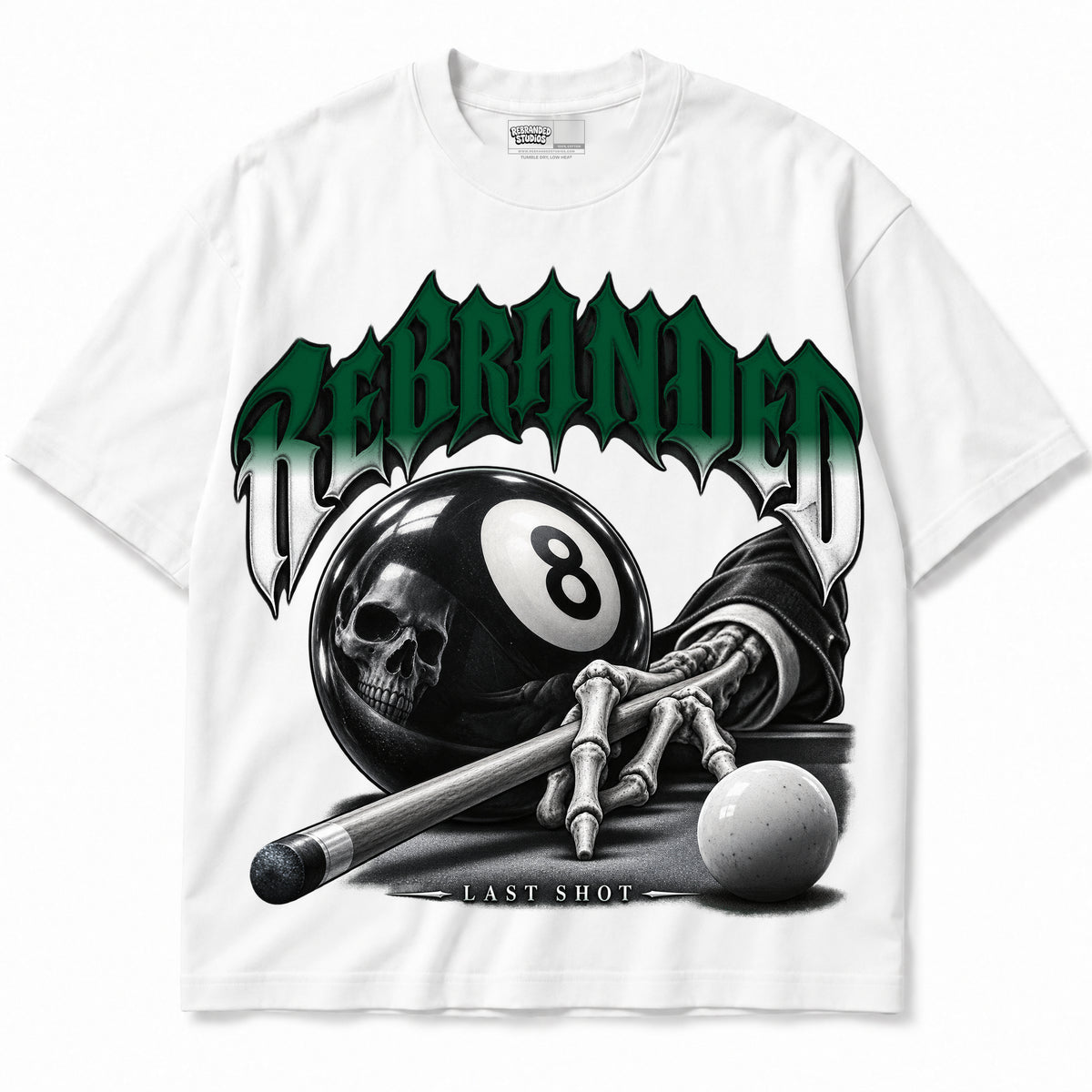 Rebranded Studios Last Shot Air Jordan 12 Bucks Graphic T-Shirt — garment front