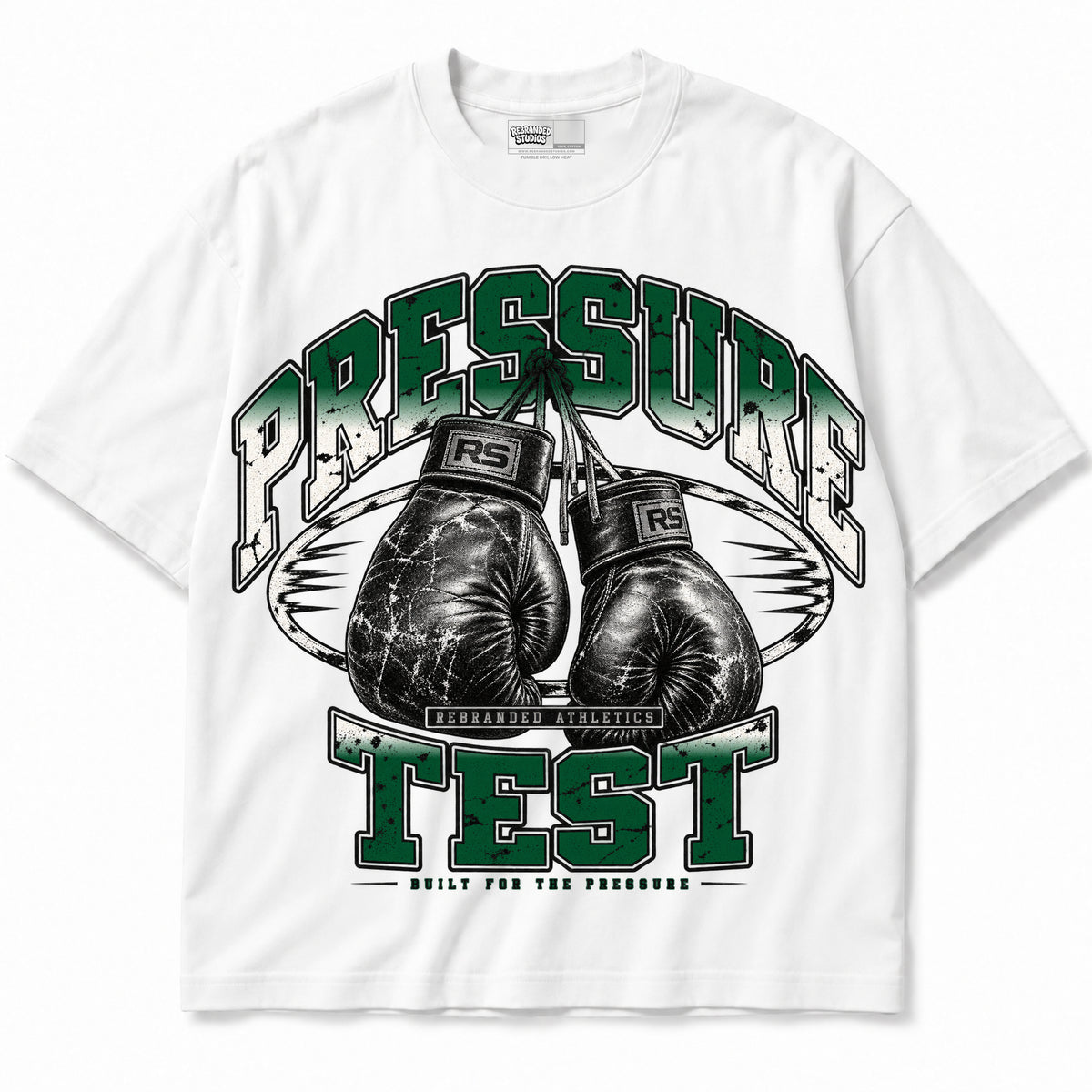 Rebranded Studios Pressure Test Air Jordan 12 Bucks Graphic T-Shirt — garment front