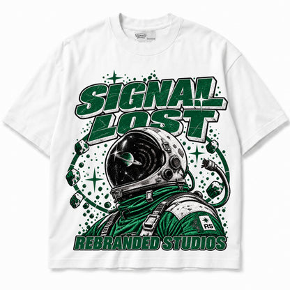 Rebranded Studios Signal Lost Air Jordan 12 Bucks Graphic T-Shirt — garment front