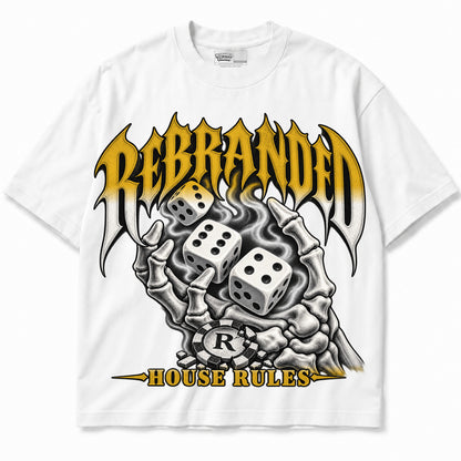 Rebranded Studios House Rules Air Jordan 4 Tour Yellow Graphic T-Shirt — garment front