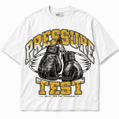 Rebranded Studios Pressure Test Air Jordan 4 Tour Yellow Graphic T-Shirt — garment front