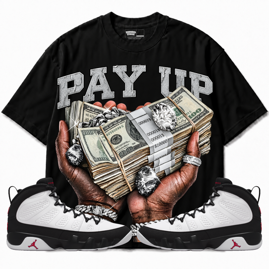 Rebranded Studios Pay Up — front styled with matching sneakers